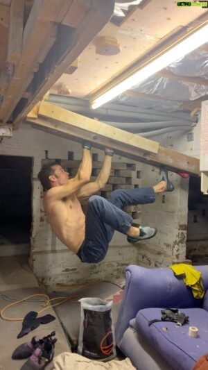 Tom Randall Instagram - Good to have a sesh in the cellar again after a good 4 months off the cracks. It’s actually quite surprising how with this particular style of climbing (as opposed to crimping) that ‘time off’ seems to have really significant benefits. Me and @petewhittaker01 have often noticed over the years how after having a big break from the cellar we quickly return to PBs despite thinking the opposite. My feeling is that it is down to the cellar being more like replica training rather than standard variation in exercise. With replicas I find blocks of up to maybe 16 weeks are ok, but really it’s good to then have some time off after that. Refresh and come back. Seems really worth thinking about considering the number of people using replicas these days (they’re v effective!!) and their general popularity growing.

This section is the easy version of the crux of the 9a project we tried for a whole winter and never got done in the end 🙈. Prob at least an O-7?! 😄

Cheers @unparallelup for making flippin’ excellent crack shoes. Best brand in the world in my view for that… UP Rise Pro, Mocc & Duel all have their place 🙌