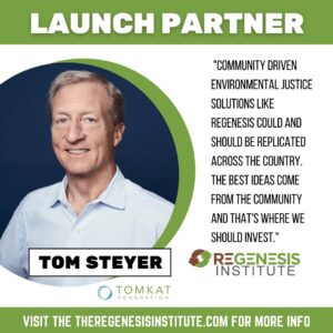 Tom Steyer Instagram - Congratulations to former SC Rep, White House Environmental Justice Council member, & my good friend Harold Mitchell on the launch of the Regenesis Institute and release of the first Regenesis report.

I first heard about this collaborative, community-based model from Harold on the campaign trail. Since then, the project has successfully collaborated between public & private sectors to clean up and revitalize the community. It can and should be used as a model for the future.

To learn more about how Harold and the Regenesis Institute is leading the way on community-led environmental justice action, visit https://www.theregenesisinstitute.com/