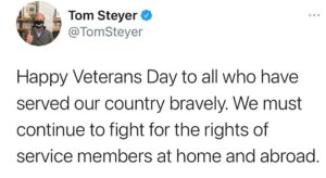 Tom Steyer Instagram - Thank you for your service!🇺🇸