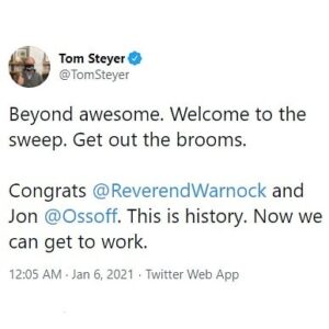 Tom Steyer Instagram - What a night. History being made.