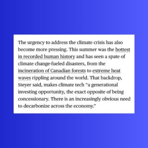 Tom Steyer Instagram - I believe investing in the climate transition is the right thing to do AND the economic opportunity of our generation. At Galvanize, we’ve assembled an experienced team of investors and experts to support the next generation of climate solutions.