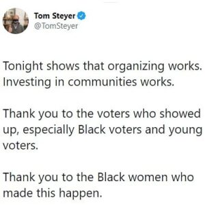 Tom Steyer Instagram - What a night. History being made.