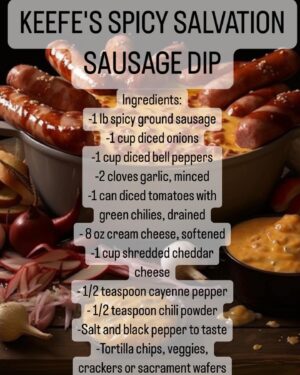 Tony Cavalero Instagram - 📢🔥 KEEFE'S SPICY 🌶️ SALVATION SAUSAGE DIP  RECIPE 🌭Y'all asked and the lord hath provided. Get ready to ignite your taste buds with the celestial flavors of this DEVINE DIP straight from COUSINS NIGHT! This is not only a heavenly heatwave of deliciousness, but also the ultimate pairing to any fire-dance-filled summer BBQ! 
This dip is the holy grail of summer BBQ dishes! 😇🍗⛪️ 

SWIPE RIGHT 👉 for the recipe, a BTS shot of the prop sausage dip tray from EP3 that our incredible props team put together, and some powerful sausage endorsements from @adamdevine and the very crunchy @stevezahn (tnx for the 📸 @dalia_explains_it_all )

Amen to good food and great times! 🙏🌭🎉 #BBQBlessings #SummerFlavorRevival