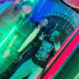 Tony Cavalero Instagram - Roller coasters, terrifying mazes, slushies, and elephant farts - last night us boys got SUPER KNOTTY 🎢💨💀 Scary Farm brought tons of terror/giggles with my bros in fright, J-bone and Billy-bones 🦴 Good lord I haven't laughed so hard in ages 🖤 love the scary season!