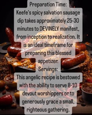 Tony Cavalero Instagram - 📢🔥 KEEFE'S SPICY 🌶️ SALVATION SAUSAGE DIP  RECIPE 🌭Y'all asked and the lord hath provided. Get ready to ignite your taste buds with the celestial flavors of this DEVINE DIP straight from COUSINS NIGHT! This is not only a heavenly heatwave of deliciousness, but also the ultimate pairing to any fire-dance-filled summer BBQ! 
This dip is the holy grail of summer BBQ dishes! 😇🍗⛪️ 

SWIPE RIGHT 👉 for the recipe, a BTS shot of the prop sausage dip tray from EP3 that our incredible props team put together, and some powerful sausage endorsements from @adamdevine and the very crunchy @stevezahn (tnx for the 📸 @dalia_explains_it_all )

Amen to good food and great times! 🙏🌭🎉 #BBQBlessings #SummerFlavorRevival