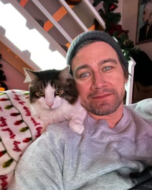 Torrance Coombs Instagram - My buddy helping me out on the stream today. ❤️