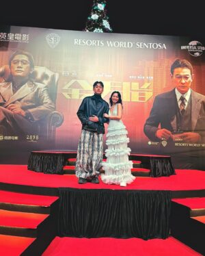Tosh Zhang Instagram - Recently attended the Gala Premiere of #TheGoldfinger at @rwsentosa 😎 It was a treat watching the legends Tony Leung and Andy Lau together on screen and one of my personal favourite elements of the film was how they captured various eras like the 1980’s through fashion. 

The story kept me on the edge of my seat and this highly recommended film is coming to a cinema near you on 30th December 2023. Go catch it!