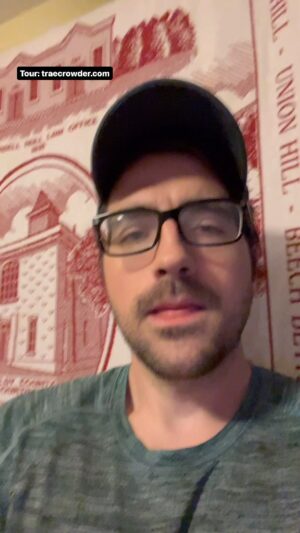 Trae Crowder Instagram - Just a little quick-hitter on Trump receiving a gag order #traecrowder #politicalhumor #seemelive #linkonmyprofile
