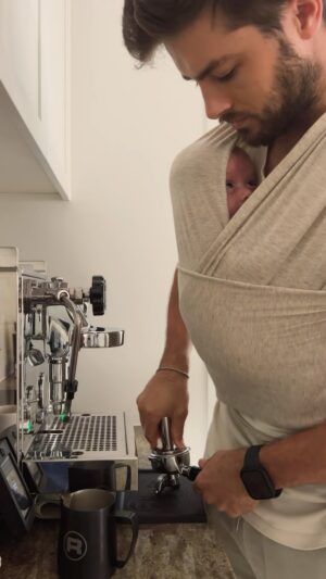 Travis Burns Instagram - Teaching the little dude how to make a coffee!

#rocketfamily #rocketespresso