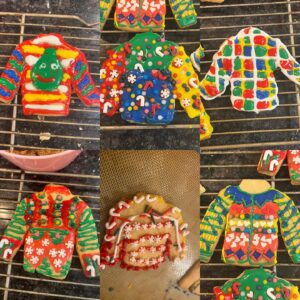 Travis McElroy Instagram - Ugly Sweater Cookies! Top three are mine. Bottom left/right are Teresa’s. Bottom middle is Bebe’s. Swipe to see the true masterpiece, Dot’s!