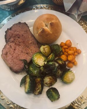 Travis McElroy Instagram - I made a dinner! Roast with jus! Caramelized carrots! Crusty dinner rolls from scratch! Roasted Brussels Sprouts with balsamic and Parmesan!