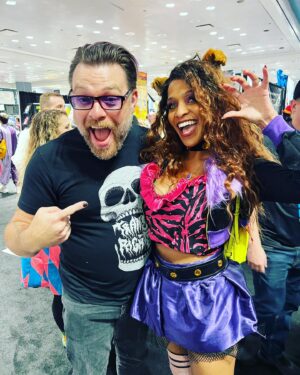 Travis McElroy Instagram - Today at #NYCC I saw someone cosplaying as Clawdeen and I was like “my daughters love Monster High! May I grab a picture?” Turns out, @starshleyy is an absolute delight and a pleasure to meet! And both Bebe and Dot were star struck when I showed them!
