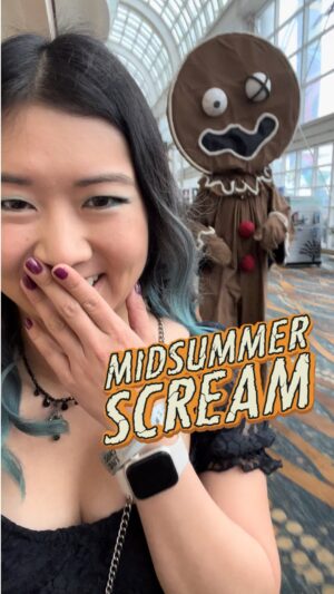 Tricia Fukuhara Instagram - Baby’s first @midsummerscream 😻💀🖤👻🎃🤡🔪

#midsummerscream #midsummerscream2023 #halloween #horror #spookyseason #hotghoulsummer #slumberpartyseance