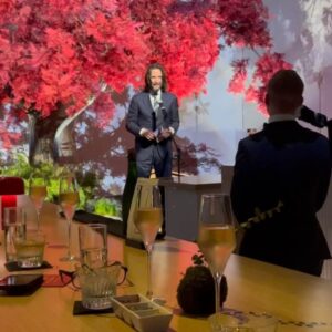 Tricia Fukuhara Instagram - 🎶 Don’t sit under the Suntory tree with anyone else but me (anyone one else but me, anyone else but me) 🌸

Swipe to see a speech from our favorite 🖤 #keanu 

A few more moments from the @suntorywhisky celebration, which was too beautiful not to share. Thanks for the magical (and delicious) memories. What an honor it was to toast to your achievements 🥂🥃

#suntorytime #suntory100 #hibiki #yamazaki #hakushu 

2nd photo: @deitchpham 
Stylist: @jennydayco 
👗: @asanchezfashion @maisonpriveepr_la
👠: @marc.Fischer
💍: @cityofangelsvintage @elisheva.and.constance