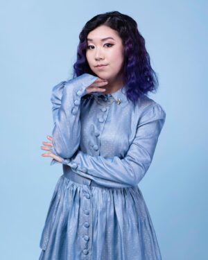 Tricia Fukuhara Instagram - 🎶 The sun is up. The sky is blue. It’s beautiful. And so are you. 🩵

Swipe to see me progressively become more unhinged. And for a surprise cameo from everyone’s favorite. Thanks for encouraging my craziness, @character.media 💙

#charactermedia #riseofthepinkladies #hopelesslydevoted