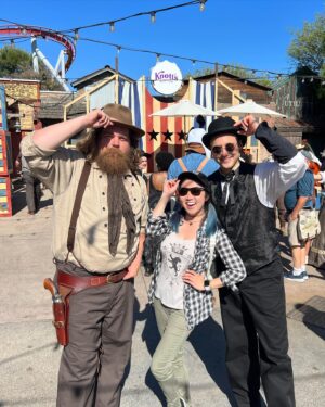 Tricia Fukuhara Instagram - Of course I wait till the day before fall to post my first #summerdump 😝☀️ In case you’re  interested, here’s me:

1. Returning to my love for immersive/interactive theatre 💖
2. Accidentally matching vibes with Jared 🕶️
3. Making gifs with Monica 🧜🏼‍♀️
4. Revisiting choreography from childhood for @flominisc’s wedding 🐉
5. Visiting and dancing with friends at Knott’s 🍇
6. Picketing with my pop sisters 🌈
7. Going into in a river for the first time 😲
8. “Swimming” 🏊‍♀️
9. Gallivanting with old friends on an old ship 🚢
10. Watching a scary movie at a cemetery with @brunnella 🪦

#midsummerscream #knottsberryfarm #ghosttownalive #sagaftrastrong #dragontales #queenmary