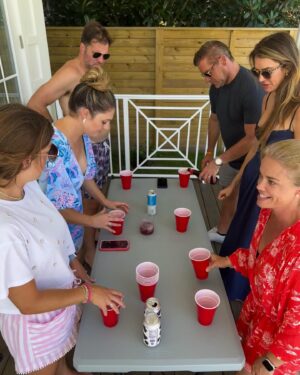 Trishelle Cannatella Instagram - Celebrating Tasha’s 40th at the beach 🎂 Played beer pong, ate cake, flopped in the pool, watched baseball, hosted an outdoor Disney movie night, and had some beach fun ☀️
