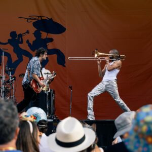 Trombone Shorty Instagram - Was proud to hit the @jazzfest festival stage three times this year, with @newbreed_brassband with the tribute to @jimmybuffett and for the #TSOA annual closing set with extra special guest @cyrilneville. thanks to everyone who showed out & see you next year: same time, same place. 
📷: @katielarocca