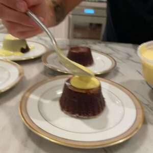 Tucker Ricchio Instagram - Private dinner!! Hire me as your private chef - DM me for bookings! 

1: whipped quince goat cheese with caramelized onions on garlic crostini with hot honey and basil 
2: miso glazed scallop with scallion and black sesame 
3: salad prep 
4: wild greens and chicories salad with fig balsamic vinaigrette, pears, micros, and Pt Reyes blue cheese 
5: lobster & handmade ricotta cheese stuffed agnolotti with a lobster brodo and parmigiana reggiano 
6: plating the main course
7: main course is a pan seared halibut over haricote vert and crispy garlic fingerlings, bernaise sauce
8: crème anglaise time
9: French press Colombian coffee to accompany dessert - this is some of the coffee I picked and ground on my recent adventures to Colombia (gotta incorporate new finds!)
10: chocolate lava cake with vanilla and cinnamon crème anglaise and a Colombian coffee shot

#tastingmenu #dinnerparty #privatechef #chefsofinstagram #cheflife #nextlevelchef #travelchef #GastronomyGangster #sf #bayarea #privatedinner
