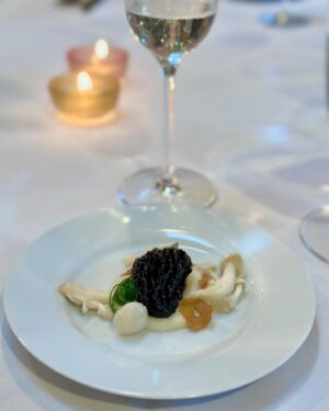 Tucker Ricchio Instagram - My Spring Pop Up dinner was an absolute blast!! Thank you to everyone who attended - I’m truly living the dream out here 🖤🤘🏽

Course 1:  goat cheese stuffed morel, celeriac puree, pickled mushroom, crispy garlic 

Course 2: miso glazed scallop, micro greens, shiso, pickled candied kumquats, black sesame, avocado mousse 

Course 3: fresh agnolotti (little pasta pillows) filled with handmade ricotta and lobster, in a lobster cream sauce with Parmesan crisp & chives 

Course 4: poached petrale sole, asparagus, dashi better blanc, herb oil, vegetable ash, togarashi rice cracker 

Course 5: spring lamb loin chop, buttered leeks, confit pearl onion, snap peas, mint and pea puree, watercress, jus 

Course 6: intermezzo - pineapple & meyer lemon sorbet

Course 7: phyllo pillow filled with pistachio pastry cream in a sugar basket with rose syrup & petals 

Luckily, my sous chef @bejisima always has my back (and the pastry department!!) And I had some excellent servers @nikos_karmira and Hazelle. And not to mention my marketing team @cunharicchio - thank you all!! It takes a lot of work to get an event like this together but I can’t imagine doing anything else 🥰

#GastronomyGangster #NextLevelChef #tastingmenu #privatedinner #dinnerparty #spring #bayarea #travelchef #personalchef #privatechef #chefsofinstagram #cheflife #italian #japanese #türkiye #fusion #nextlevel #blessed @nextlevelcheffox @foodclubfox @gordongram
