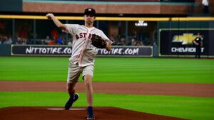 Ty Simpkins Instagram - Huge thanks to @astrosbaseball for taking such great care of me! @realjoshreddick coached me up and called for a great pitch. Play ball! #takeitback #astrosbaseball