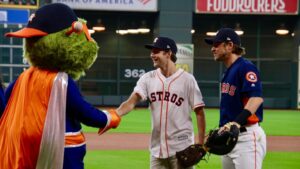 Ty Simpkins Instagram - Huge thanks to @astrosbaseball for taking such great care of me! @realjoshreddick coached me up and called for a great pitch. Play ball! #takeitback #astrosbaseball