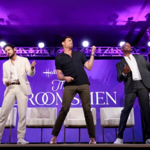 Tyler Hynes Instagram - The Groomsmen know how to make an entrance. The world isn’t ready for Pete, Danny, and Jackson. 3 movies streaming this fall on Hallmark  @hallmarkchannel @hallmarkmoviesnow