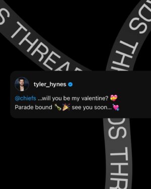 Tyler Hynes Instagram - Will you be mine? @chiefs see you at the parade 💘

Happy Valentine’s Day ✨