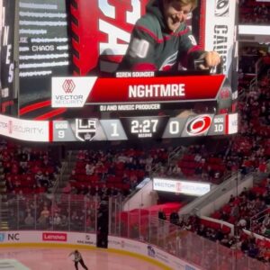 Tyler Marenyi Instagram - I grew up in Raleigh watching the @canes play. This year I was lucky enough to connect with them and they decided to use ‘intro’ and ‘threshold’ from my “DRMVRSE” album for their intro hype video. 

Yesterday I finally made it to a game and was honored to ring the siren to get the crowd hyped for the beginning of the 2nd period. 

Best of luck for the rest of the season!! @canes 🔮🌪️