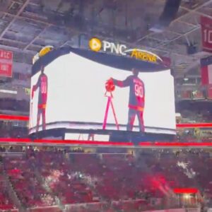 Tyler Marenyi Instagram - I grew up in Raleigh watching the @canes play. This year I was lucky enough to connect with them and they decided to use ‘intro’ and ‘threshold’ from my “DRMVRSE” album for their intro hype video. 

Yesterday I finally made it to a game and was honored to ring the siren to get the crowd hyped for the beginning of the 2nd period. 

Best of luck for the rest of the season!! @canes 🔮🌪️