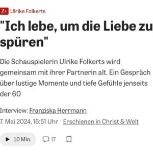 Ulrike Folkerts Instagram - Ein Interview, das mir gefällt - in der aktuellen ZEIT
#zeit #interview #liebe #leben 
Foto @edith_held 
Interview @franziskaherrmann_officiel