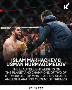 Usman Nurmagomedov Instagram - At UFC 302, Islam Makhachev and Usman Nurmagomedov, the leading lightweights on the planet and champions of two of the world’s top MMA leagues, shared an exhilarating moment of triumph.