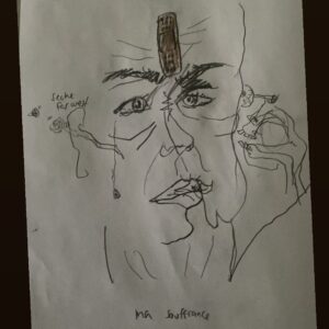 Valérie Carpentier Instagram - On m’a donné l’idée de faire une serie d’auto portrait pour m’aider dans ma therapie. Je vous présente cette première oeuvre qui s’intitule : au secours.