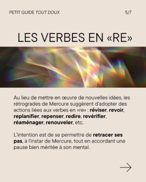 Vanessa DL Instagram - À l'aube d'une nouvelle rétrograde de Mercure, il est toujours bon de se rappeler que ce transit regorge de potentiel.

Voici donc un petit guide «tout doux» pour vous accompagner au cours des trois semaines à venir.

Vous y trouverez : 
🗓️ Les dates importantes
💡 Des petits trucs et conseils
💭 Une question de réflexion

Pour en savoir plus, on jase plus longuement dans le dernier épisode du podcast Mystique ! 

#mercureretrograde #astrologie #mystique
