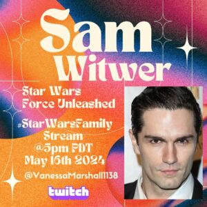 Vanessa Marshall Instagram - Let’s play ✨ Star Wars Force Unleashed ✨ with @switwer1 Thursday MAY 16th on Twitch @ 5pm PDT! Another epic #StarWarsFamily stream - followed by an intergalactic Sebacc game at 7pm PDT! All supporting @makeawishamerica! Link in Bio! Xo 🫶🏻✨✨✨
