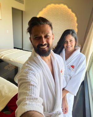 Vatsal Sheth Instagram - The best getaway with @vatsalsheth and a much needed one too… away from all the hustle just me and you and the mountains. The best view, the best food, the best hospitality and the best stay…. 
@mementosbyitchotels_udaipur you have spoilt us and we loved every bit of it… ❤️
From the luxurious room to the private pool to the activities you planned for us everything was just perfect.
 @khyathisolutions