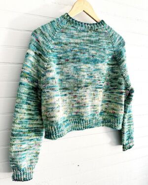 Vickie Howell Instagram - Latergram (Slacker?) FO post. I wanted a simple (because the yarn is so busy) pullover in the final shade of Montoya Merino (Sputnik Spruce, a collab with Spun Right Round). It’s the Warm-up sweater by Naomi Endicott.
