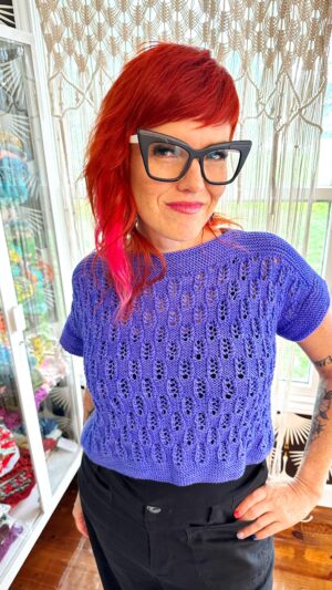Vickie Howell Instagram - NEW PATTERN/KIT 🚨 (link in @vickiehowell bio)

Meet your new favorite, summer knit top, the Cropper Tee!

One day, I got the idea to try on the Cropper cardi backward, to see how it would look as the cropped tee shape I’ve been loving, lately. Lo and behold, it looked great, so we decided to rework the pattern to create a new garment, the Cropper Tee.
Don’t let the name fool you, though. If cropped isn’t your thing, it’s easy to add length by simply continuing in pattern stitch for as long as you’d like!

This piece is knit in two pieces and seamed at the sides and is inclusively sized with nine fit options. Get one of our kits, or build your own by downloading the digital pattern only and choosing the colors of your choice from my yarn line,  Montoya Merino Light!

#yarnyay #croppertee #knittee