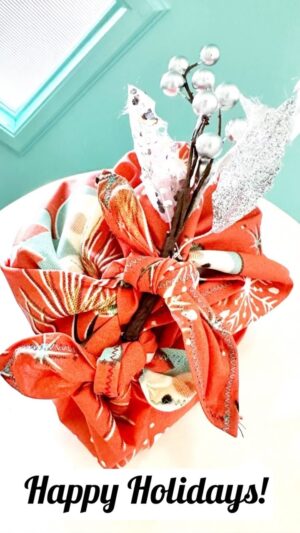 Vickie Howell Instagram - Looking for a way to use up those small-cut fabric pieces? How about waste-feee gift wrap? It’s simple, reusable, & adorable. Happy holidays!