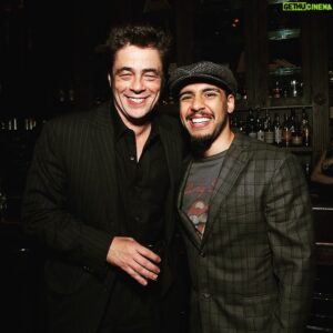 Victor Rasuk Instagram - Me and the broski #BenicioDelToro share a laugh at his premiere last night-> Escobar: Paradise Lost. Go see it!! #AwesomePerformance #Patron