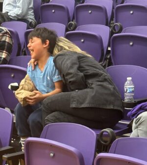 Victoria Pratt Instagram - Best. Basketball. Game. Ever. If you’ve never watched a bball game with Aaron, I highly recommend it. (However I do not recommend his yellow popcorn)