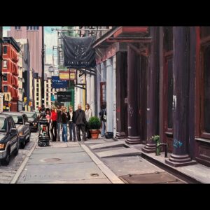 Vince Giarrano Instagram - My painting of an art show in the city 🎨

#newyorkcity #nyc #artshow #gallery #fineart #art #cityscape #artgallery #oilpainting #manhattan #soho #painting #citylife #sliceoflife