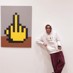 Vincent Cyr Instagram - what rhymes with middle finger? winner gets tagged on the painting