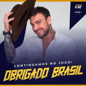 Vini Büttel Instagram - CONSEGUIMOOOOOS! Vini foi salvo pelo público e permanece no programa. 🤩 
Permanecemos sendo verdade, objetivos e certamente, unidos. Obrigado por tudo, Time! 💙⚔️

#TeamVini #EliminaçãoAFazenda