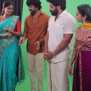 Vinusha Devi Instagram - Few hours to goo #panivizhummalarvanam #bts #posterlook #fun