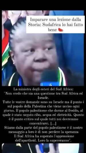 Viola Carofalo Instagram - Imparare una lezione dalla storia: Sudafrica lo hai fatto bene 🍉 "Tutte le vostre domande sono su Isr, ma il punto è il popolo Pal"