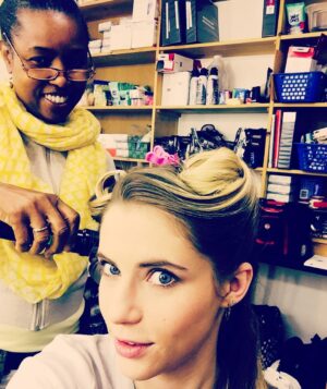 Wallis Currie-Wood Instagram - madam secretary morning with Karen y'all. she does the best hair #MadamSecretary
