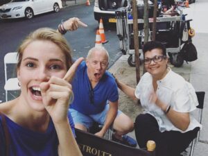 Wallis Currie-Wood Instagram - when you're delirious from shooting all day and you find this funny #conehead @greenehair @madamsecretarycbs