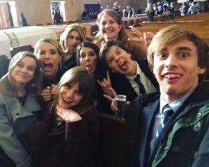 Wallis Currie-Wood Instagram - I've never had this much fun at a funeral before.... #MadamSecretary @evanroeofficial @kathrine_herzer @becgru @miranda_mae_g @ouisalou @timothyboardman @madamsecretarycbs