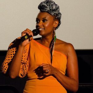Wanuri Kahiu Instagram - First screening in Toronto!  Dress by @ilare_official  Make up by @brennadmakeup  Jewelary by @kapoetabyambica  Photo by @matinee_ca